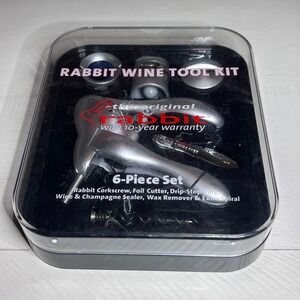 Rabbit Wine Tool Kit 6-Piece Set‎ Corkscrew Foil Cutter Sealer Wax Remover